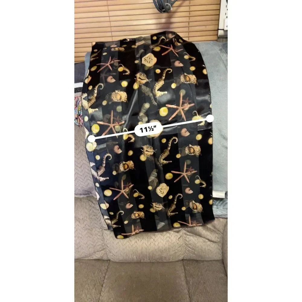 Apexx Collection Seashell Print Scarf Black and Gold 22.5 x 11.5